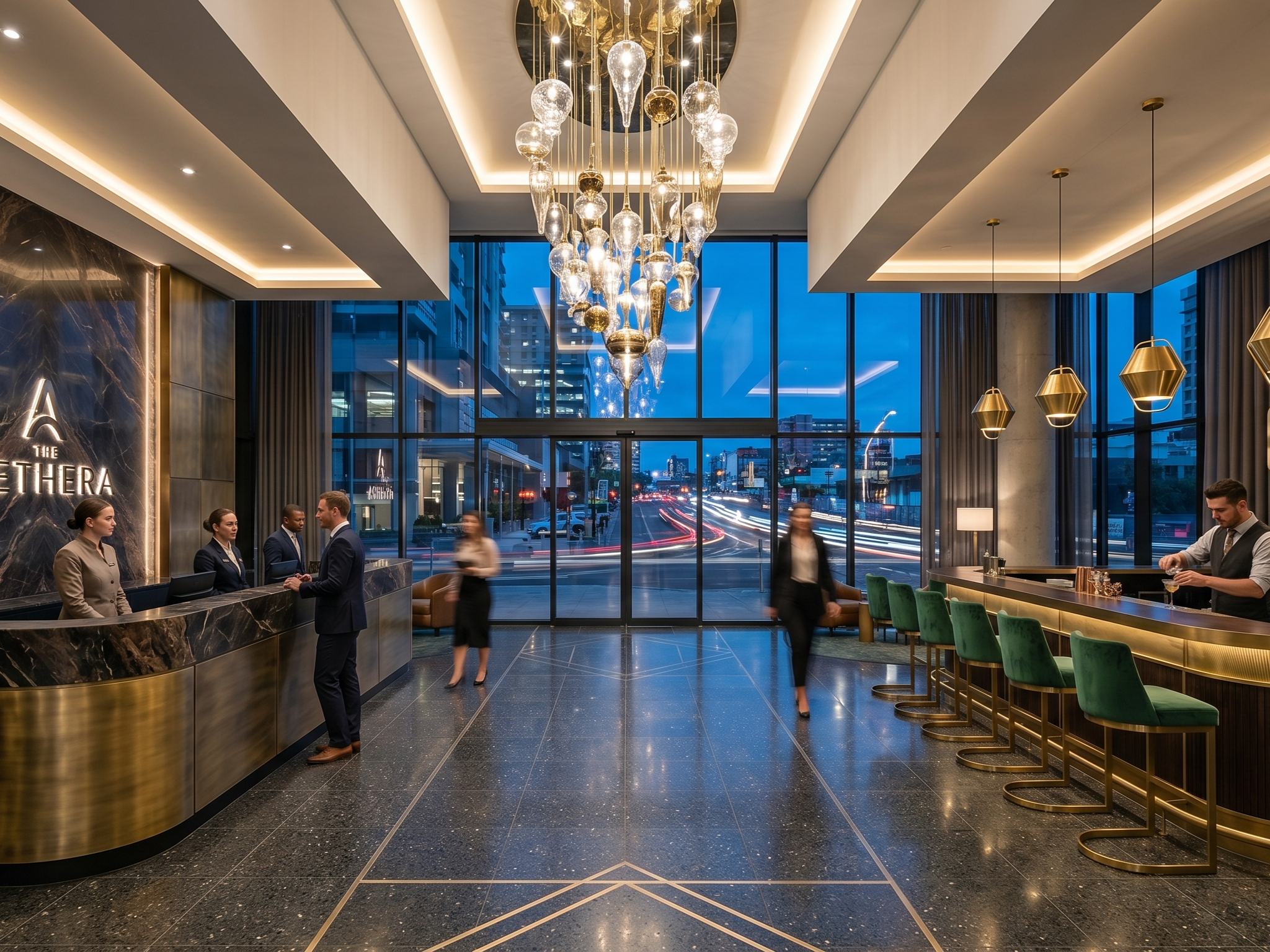 Stunning premium hotel room lobby hospitality showcase